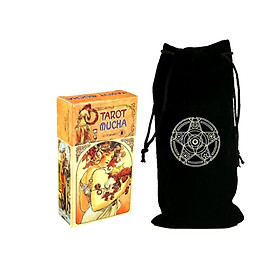 Combo Bộ Bài Bói Tarot Mucha Card Deck Cao Cấp và Túi Nhung Đựng Tarot