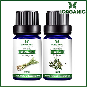 Combo Tinh Dầu Sả Chanh Lorganic + Tràm Gió Lorganic (10ml / Chai)