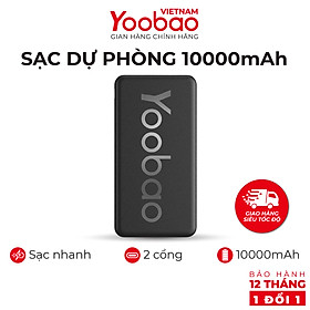 Sạc dự phòng Yoobao P10T - Dung lượng 10000mAh - Sạc nhanh 2.1