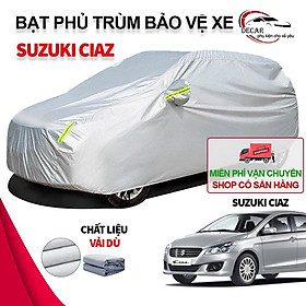 Bạt che nắng mưa bảo vệ xe ô tô 5 chỗ Ciaz bạt vải dù Oxford cao cấp bạc che ô tô, xe hơi 3 lớp thông minh