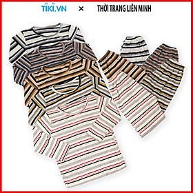 Combo 5 đồ bộ trẻ em MIMYKID sọc ngang tay dài quần dài, vải cotton dày mịn thấm hút tốt co giãn đàn hồi tốt, bộ quần áo cho bé từ 4-16kg - (Giao Màu Ngẫu Nhiên)