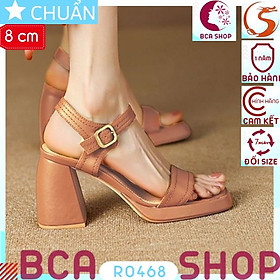 Giày cao gót nữ hở mũi cao 8 phân RO468 ROSATA tại BCASHOP quai sau cài ôm cổ chân - màu nâu