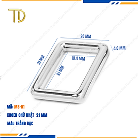 Khoen vuông túi xách, khoen chữ nhật túi xách 21mm cao cấp công nghệ mạ điện độ bền 5-8 năm