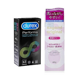 Combo Bao Cao Su Lâu Ra Durex Performa - 12s + Gel Bôi Trơn Sagami Original