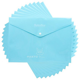 Bộ 10 Bìa Nút F4 Pazto - Flexoffice FO-CBF010 - Màu Xanh Biển