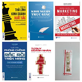 Combo Để trở thành thủ lĩnh xuất sắc:Để trở thành thủ lĩnh kinh doanh xuất sắc + Tư duy doanh nhân, hành động lãnh đạo + Khơi nguồn trực giác + Những chiến lược marketing tạo ra lợi nhuận +Tuyệt chiêu phòng chống rắc rối trên mạng dành cho doanh nghiệp (tặng bookmark kim loại)
