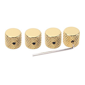 4 Pieces Gold Metal Volume Tone Control Dome Knobs for Guitar Replacement Parts