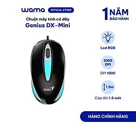 Chuột máy tính có dây Genius DX-Mini nhiều màu, nhỏ gọn, LED RGB, DPI 1000, thuận cả 2 tay, thích hơp PC/LAP, Hàng chính hãng, Bảo hành 1 năm