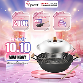 Chảo gang đúc công nghệ mới La gourmet Nitrigan™ 34cm lòng sâu 7L - 400543 (tốt cho sức khỏe, siêu bền)