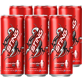 Lốc 6 Lon Nước Tăng Lực Sting Dâu (320ml/Lon)