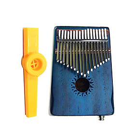 Đàn Kalimba 17 Phím Gỗ Mahogany Walter WK-17BLEQ Kèm Kèn Kazoo (Có EQ) - Xanh