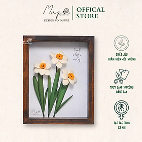 Tranh hoa giấy handmade trang trí cao cấp [20x25] cm, HOA THỦY TIÊN Maypaperflower - hoa giấy nghệ thuật