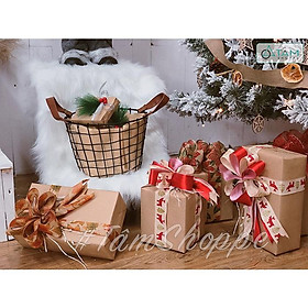 Hộp quà trang trí giấy Kraft nơ vải to nhiều kiểu tùy đợt H-HQUA-01