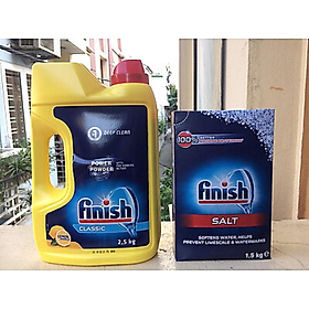 Combo 1,5kg Muối rửa bát Finish+2,5kg Bột rửa bát finish