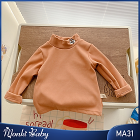 Áo thun nỉ bông cổ cao trẻ em, chất dày dặn ấm áp cho mùa thu đông, dáng ôm gọn gàng, co giãn thoải mái dễ chịu | MA31