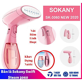 Bàn là, bàn ủi hơi nước cầm tay đứng gấp gọn , bàn là hơi nước cầm tay SOKANY 3060 - 1500W, là nhanh mọi loại vải không lo mỏi tay - HÀNG CHÍNH HÃNG