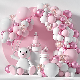 Pink Balloon Kit Background for Girl Baby Shower Bridal Shower Engagement