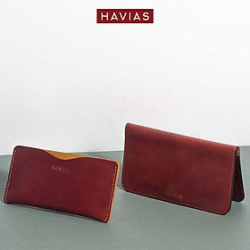 Couple Ví Opmo & Lemo Handcrafted Wallet Red Brown HAVIAS