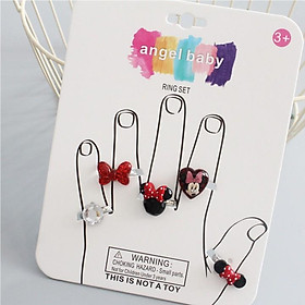 Set 5 nhẫn nhựa lung linh cho bé yêu theo chủ đề đủ hình dạng và họa tiết lấp lánh – J053