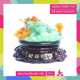Mua Tượng Cóc Thiềm Thừ xoay ngọc xanh chiêu tài - 14x12cm