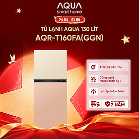 Tủ lạnh AQUA 130 lít ngăn đá trên AQR-T160FA(GGN) - Màu Be hồng - Freeship toàn quốc - Bảo hành 2 năm - Hàng chính hãng