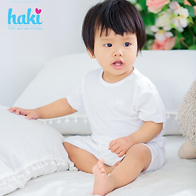Bộ quần áo sơ sinh cho bé vải gỗ sồi - modal siêu mềm mịn cao cấp - đồ sơ sinh cho bé (2,5kg - 15kg) - bộ cộc tay cho bé Haki BM002