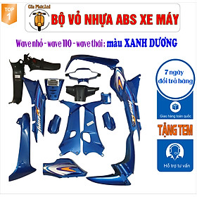 [TẶNG TEM] Bộ vỏ nhựa màu XANH DƯƠNG cho xe Wave 110 - Wave Thái - Wave Zx đời 1997 đến 2006 -TKB-539(8025)