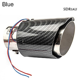 Ống xả giảm thanh có đèn LED màu đỏ/xanh dương họa tiết sợi carbon gắn đuôi xe hơi