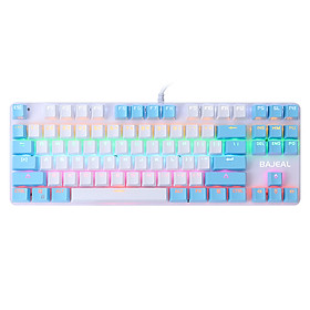 87 Keys Wired Mechanical Keyboard Mixed Light Mechanical Keyboard with Mechanical Blue Switch Suspension Button