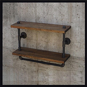 Kệ ống nước 2 tầng kiêm giá treo đồ, kệ ống nước có giá để sách, đồ trang trí, decor quán cafe
