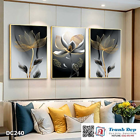 Bộ 3 tranh canvas treo tường Decor Họa tiết hoa nghệ thuật - DC240