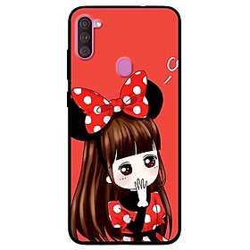 Ốp lưng dành cho Samsung Galaxy A11 mẫu Cô Gái Đầm Chấm Bi