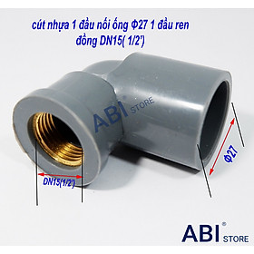 Cút nhựa góc, co góc răng ren trong đồng 27 - 1/2'', 21 - 1/2'', 27 - 3/4