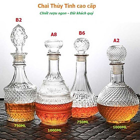 Chai Đựng Rượu Cao Cấp (combo 4 bình A2, A8, B2, B6) – Vỏ Chai Rượu Đẹp chưng bàn ăn sang trọng