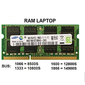 Ram máy tính laptop 8GB DDR3 Bus 1600 samsung dùng cho laptop Core i thế hệ 1, 2 - Hàng chính hãng