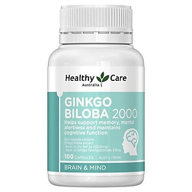 Viên uống bổ não Ginkgo Biloba Healthy Care Úc 2000 (MẪU MỚI 2020)
