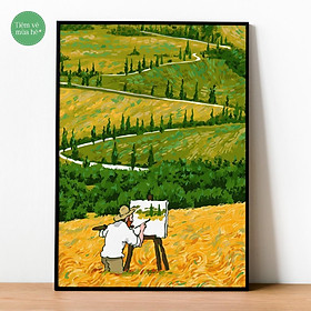 Tranh tô màu theo số - Giữa đồng lúa mì đã căng khung 40x50cm