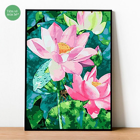 Mua Tranh tô màu theo số - Sen hồng đã căng khung 40x50cm