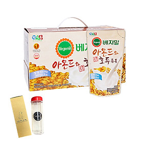 Lốc 20 túi Sữa đậu nành, hạnh nhân và óc chó Vegemil 190ml - Tặng 1 bình nước 500ml nhập khẩu Hàn Quốc