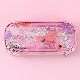 Hộp bút học sinh hình cô gái có kim tuyến chảy 