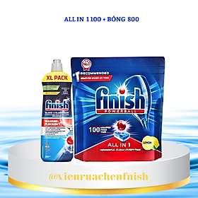 Combo Dầu làm bóng finish 800mlViên rửa bát Finish All in one 100v dùng cho Máy rửa bát