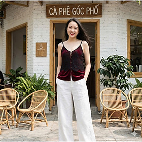 Áo Hai Dây Nhung Đỏ Phối Ren Sành Điệu Top080 Thời trang thiết kế Hity
