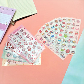 Combo 2 Bộ 6 Tấm Sticker Dán Trang Trí - Peach Prince Và Thức Ăn, Đồ Uống