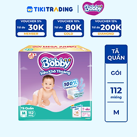 Tã quần Bobby Siêu Khô Thoáng - 100% Thoáng Khí Mega Jumbo M112