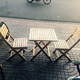 Bộ Bàn ghế cafe, trà mini cao su 2 ghế và 1 bàn