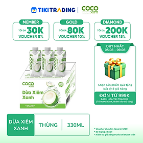 Thùng 12 Hộp Nước Dừa Cocoxim Xanh (330ml x12 Hộp)