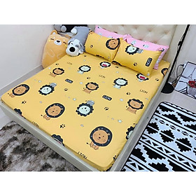 BỘ GA GỐI COTTON POLY HÀN QUỐC MẪU MỚI - SƯ TỬ VÀNG