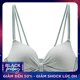 Áo lót nữ không gọng chất su mềm mịn, họa tiết kẻ caro dây kép nâng ngực quyến rũ - ZAN09