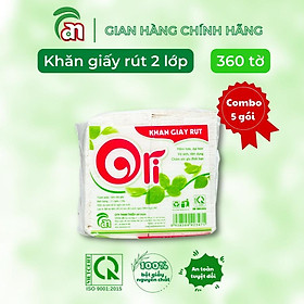 Combo 5 gói Khăn giấy rút ORI 2 lớp gói 360 tờ, khăn giấy khô dai Thiên An Nam paper