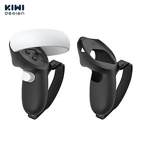 Kiwi Design Grip Cover cho Oculus Quest 2 Phụ kiện Touch Bộ điều khiển Tay cầm tay cầm chống ném với dây đeo tay có thể điều chỉnh: Đen